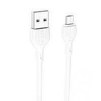 Дата-кабель USB XO NB200 2.1A Quick Charge Micro 1m прогумований white