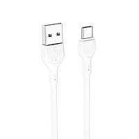Дата-кабель USB XO NB200 2.1A Quick Charge Type-C 2m прогумований white