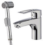 Змішувач для умивальника з гігієнічною лійкою стоп-лійкою Haiba GERMES 001SH, фото 4