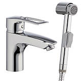 Змішувач для умивальника з гігієнічною лійкою стоп-лійкою Haiba GERMES 001SH, фото 2