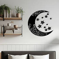 Настенный Декор в комнату, Современная картина для интерьера "Луна и Звезды", стиль лофт 70x75 см