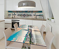 Наклейка 3Д виниловая на стол Zatarga «Женевский фонтан» 650х1200 мм для домов, квартир, стол BM, код: 6509620