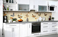 Наклейка на скинали Zatarga на кухню «Бабочки в охре» 600х3000 мм виниловая 3Д наклейка кухон BM, код: 6440283