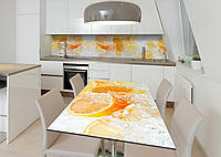 Наклейка 3Д виниловая на стол Zatarga «Апельсиновый сорбет» 650х1200 мм для домов, квартир, с BM, код: 6440337