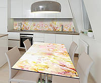 Наклейка 3Д виниловая на стол Zatarga «Фарфоровые розы» 650х1200 мм для домов, квартир, столо NB, код: 6441568
