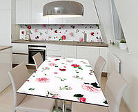 Наклейка 3Д виниловая на стол Zatarga «Пионы и розы» 650х1200 мм для домов, квартир, столов, BM, код: 6440461