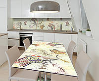 Наклейка 3Д виниловая на стол Zatarga «Танец бабочек» 650х1200 мм для домов, квартир, столов, NB, код: 6441751
