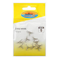 Вертлюжок тройной Fishing ROI 3-way swivels №8 13кг 10шт/уп.