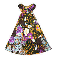 Платье Летнее Длинное Коттон Размер М-L Фон хаки Цветочный принт (20484) UL, код: 5538387