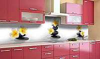 Наклейка виниловая кухонный фартук Zatarga Черные камни и Цветы 650х2500 мм NX, код: 5562425