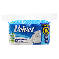 Туалетная бумага Velvet Soft White трехслойная 150 отрывов 16 рулонов BF, код: 7723535