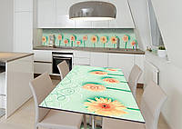 Наклейка 3Д виниловая на стол Zatarga «Розы и герберы» 600х1200 мм для домов, квартир, столов BM, код: 6510715