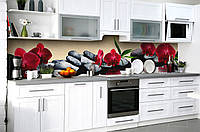 Наклейка виниловая кухонный фартук Zatarga Красные Орхидеи на камнях 650х2500 мм BM, код: 5567199