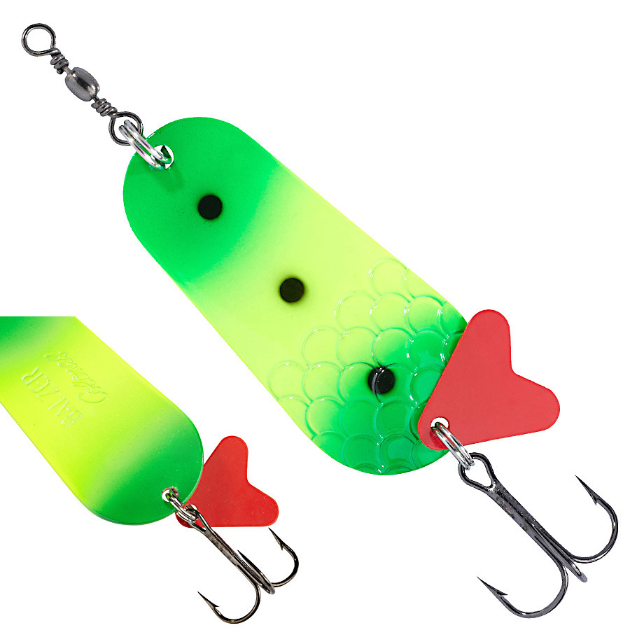 Блесна-колебалка Balzer Colonel Classsic Curvy Spoon UV Yellow/Green 30гр.