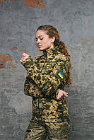 Військова тепла жіноча флісовка піксель на блискавці, статутна армійська флісова кофта для жінок