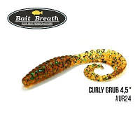 Силікон Bait Breath Curly Grub 4.5" (8шт) (Ur24 Pumpkin/green*seed)