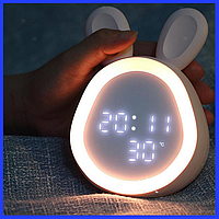 Дитячий будильник кролик, настільний цифровий годинник, нічник