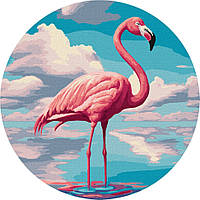 Картина по номерам Изысканный фламинго ©art_selena_ua Идейка KHO-R1022 диаметр 33 см UL, код: 8245874