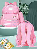 Шкільний рюкзак ортопедичний з пеналом для дівчинки 1 2 3 клас 7-8-9 років, портфель в шоклу пудра (світло-рожевий), фото 4