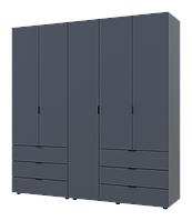Розпашна шафа для одягу Гелар комплект Doros колір Графіт 2+3 двері ДСП 193,7х49,5х203,4 (42 PZ, код: 8037470