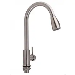 Змішувач нержавійка для кухні з висувним виливом (k35) Nickel Lidz Aria 015FL
