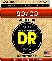 Струны для акустической гитары 6 шт DR HA-13 Hi-Beam 80 20 Bronze Acoustic Guitar Strings Med TR, код: 2656614