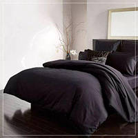 Постільна білизна BLACK Premium Сатин комплект для дому зі знижкою однотонна чорного кольору