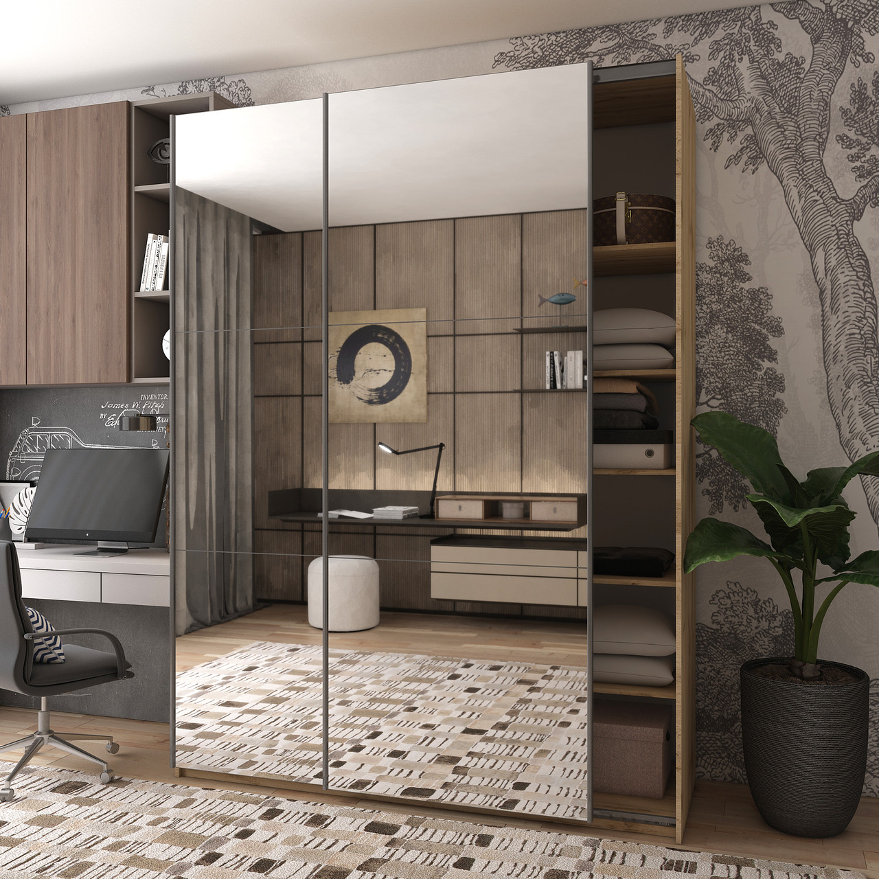 Шафа-купе двохдверна Doros G-Caiser 180х60х240 см Тахо/2 Дзеркала (DRS-011041), фото 1