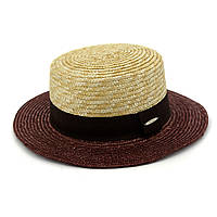 Шляпа канотье Del Mare ДЖЕЙ комби натуральный бордо One Size DH, код: 7479512