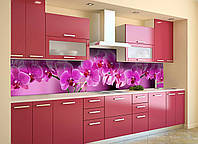 Наклейка на скинали Zatarga на кухню «Ветка розовых Орхидей» 650х2500 мм виниловая 3Д наклейк LW, код: 6150913