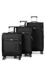 Омплект чемоданов тканевых Франция с расширением на 4х колесах L M S чёрный Snowball 87303