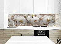 Наклейки кухонный фартук Zatarga Орхидея и капли росы 650х2500 мм Белый (Z180134 1) LW, код: 1833940