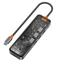 USB-хаб WIWU CB007 Cyber hub 7 in 1 (USB3.0*3+SD/TF(3.0)+HDMI(4K30)+PD) Space Gray