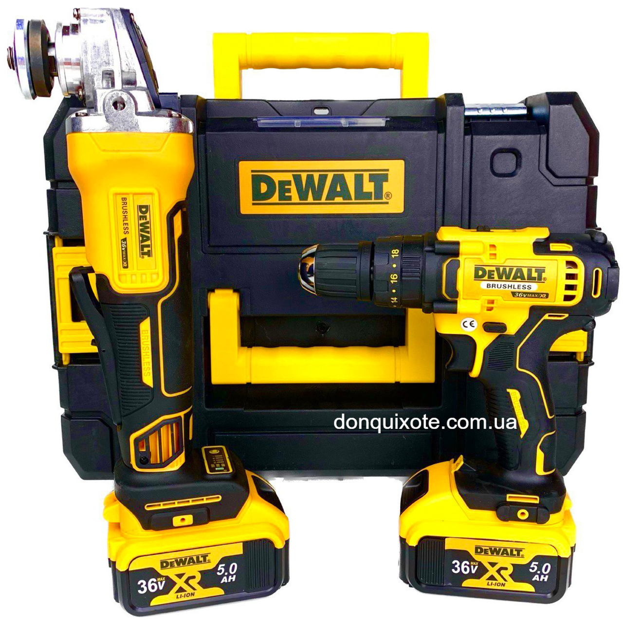 Набір акумуляторного інструменту Dewalt 2в1 (36 V, 5 A) — Шурупокрут Dewalt DCD996NT + Болгарка Dewalt DCG405