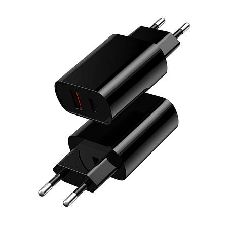 МЗП WIWU Wi-U002 Type C PD+QC Charger EU Plug Black, фото 1