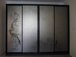 Шафа-купе А-3099 Розмір 3000*600*2400 мм дзеркало графіт профіль венге глянець