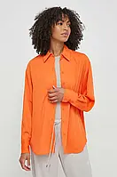 Urbanshop com ua Сорочка Calvin Klein жіноча колір помаранчевий relaxed класичний комір РОЗМІРИ ЗАПИТУЙТЕ