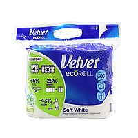 Туалетная бумага Velvet Soft White Eco Roll 48 рул 3 слоя 300 отрывов DR, код: 8080209