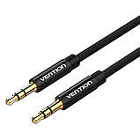 Кабель Vention Fabric Braided 3.5mm Male to Male Audio Cable 3M Black Metal Type (BAGBI), фото 2