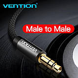 Кабель Vention Fabric Braided 3.5mm Male to Male Audio Cable 3M Black Metal Type (BAGBI), фото 3