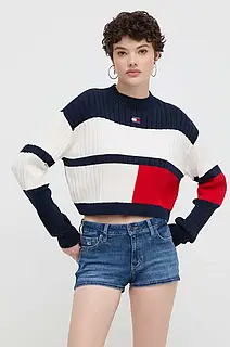 AllOriginal com ua Бавовняний светр Tommy Jeans колір бежевий легкий РОЗМІРИ ЗАПИТУЙТЕ