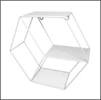 Полка настінна стальний білий шестикутник 26*10.5*30cm (D) SW-00001637