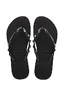 Urbanshop com ua В'єтнамки Havaianas SLIM LUXURY жіночі колір чорний на плоскому ходу 4149285.0090 РОЗМІРИ