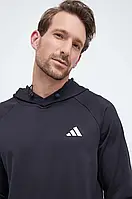 Urbanshop com ua Тренувальна кофта adidas Performance колір чорний з капюшоном однотонна РОЗМІРИ ЗАПИТУЙТЕ