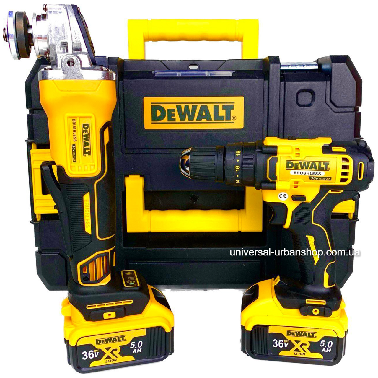 Набор аккумуляторного инструмента Dewalt 2в1 (36V, 5AH) Шуруповерт Dewalt DCD996NT + Болгарка Dewalt DCG405 - фото 1 - id-p2165246276