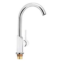 Смеситель для кухни Qtap Grand QTGRAWCR007F Chrome/White, кран на мойку из латуни