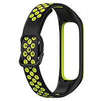 Ремешок Silicone Band Double Color Samsung Galaxy Fit2 SM-R220 Black Green PZ, код: 8098216