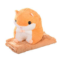 Мягкая игрушка с пледом Bambi Хомяк 120x154 см Оранжевый (М12102-O) PZ, код: 8143223