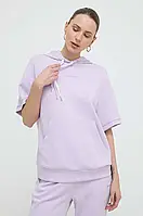 Urbanshop com ua Кофта Armani Exchange жіноча колір фіолетовий з капюшоном з принтом РОЗМІРИ ЗАПИТУЙТЕ