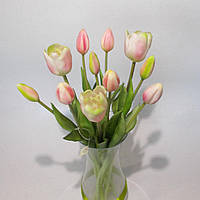 Букет штучних тюльпанів рожеві 11 шт. 45 см. Силікон/латекс/гума